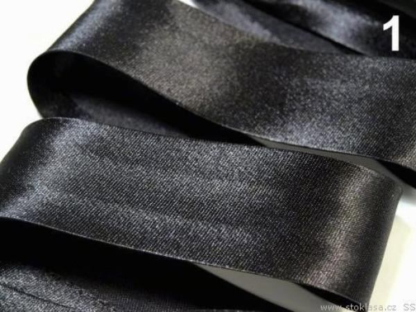 Satinband 20 mm gefalzt - Schwarz